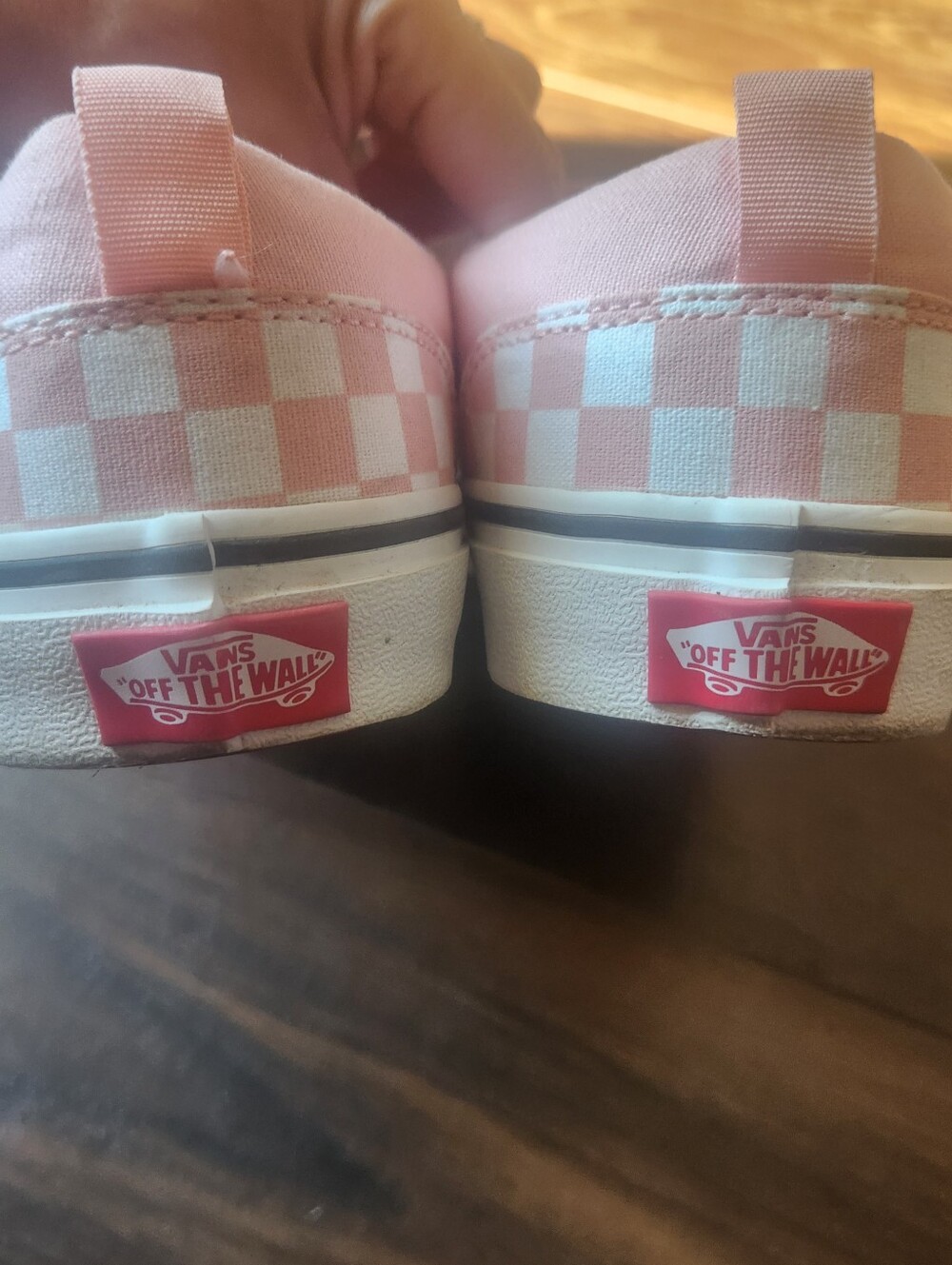 Vans Slip-On Checkerboard Sneakers in Light Pink & White - Picture 8 of 9